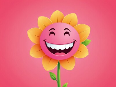 Мультяшный цветок с улыбкой